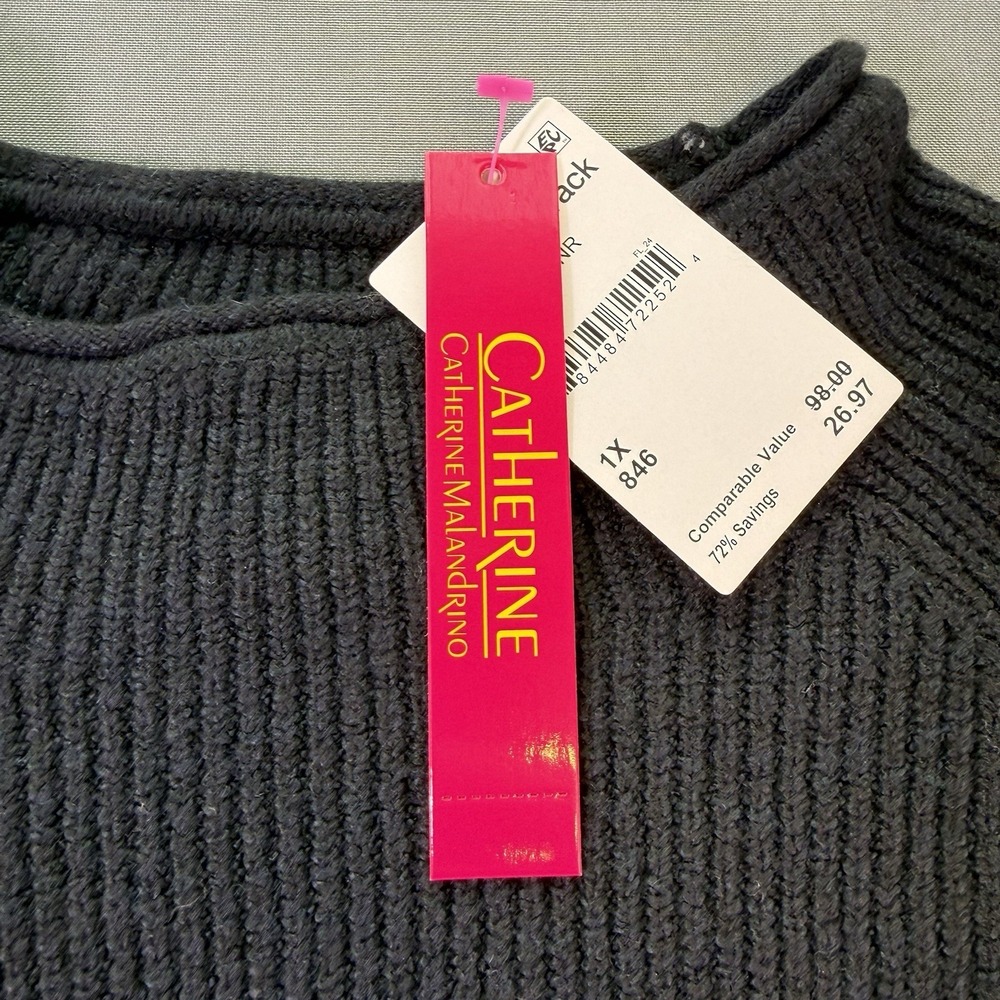 NWT Catherine Malandrino Women's Black Sweater‎ Long Sleeve Sz 1X